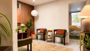Waiting lounge at Myocare RMT Wellness Leaside