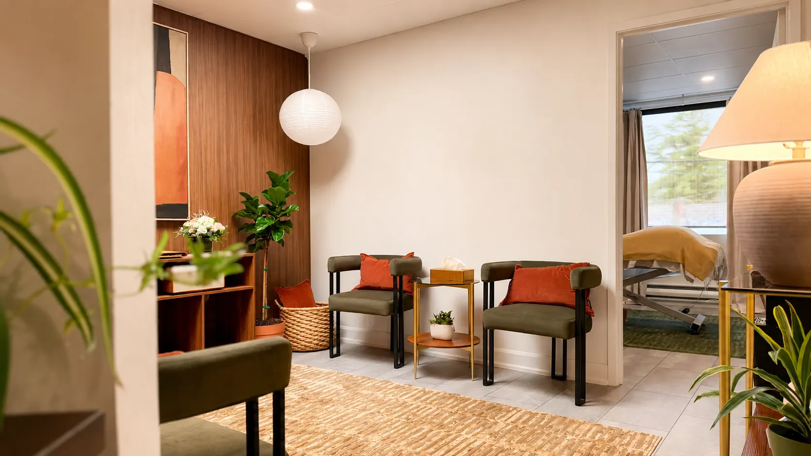 Waiting lounge at Myocare RMT Wellness Leaside